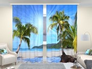 Фотошторы люкс Солнечные пальмы на берегу