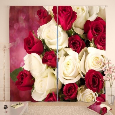 Фотошторы Бело-бордовый букет роз