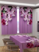 Фотошторы для кухни Сиреневые орхидеи