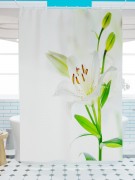 Фотоштора для ванной Красивые белые лилии
