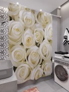 Фотоштора для ванной Белые розы