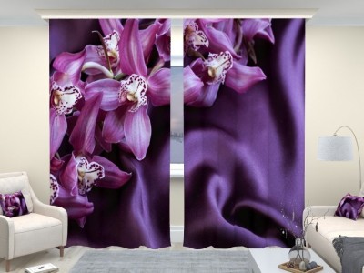 Фотошторы люкс Орхидеи на шелке