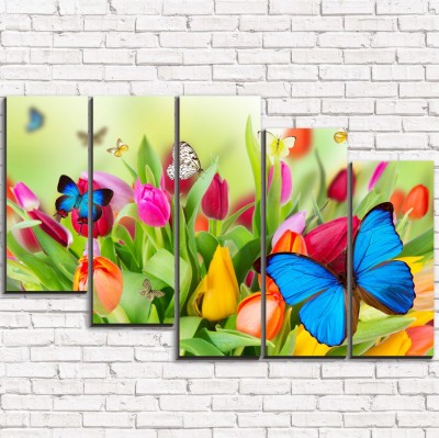 Модульная картина Бабочки на цветах арт. 5-3