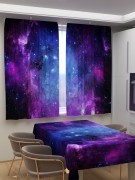 Фотошторы для кухни Фиолетовое звёздное небо