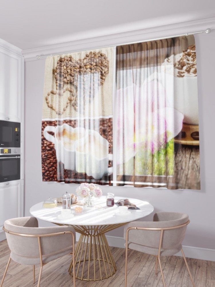 Кухонный фототюль Кофе для двоих