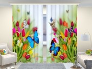 Фотошторы люкс Бабочки на тюльпанах