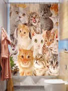 Фотоштора для ванной Много котиков