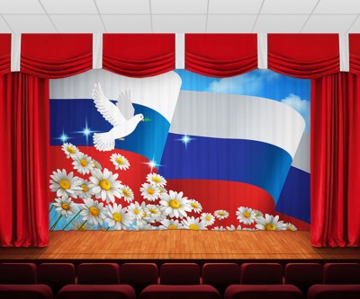 Занавес Голубь, флаг и ромашки