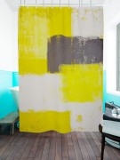 Фотоштора для ванной Серо-желтая абстракция