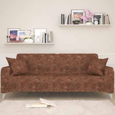 Чехол для дивана Цветочный узор на коричневом фоне