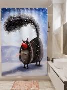 Фотоштора для ванной Кот ловит снежинки